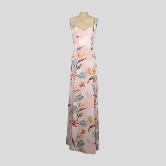 Show Me Your Mumu Pink Floral Sleeveless Open Back Goddess Maxi Dress Gown - L - Picture 1 of 7